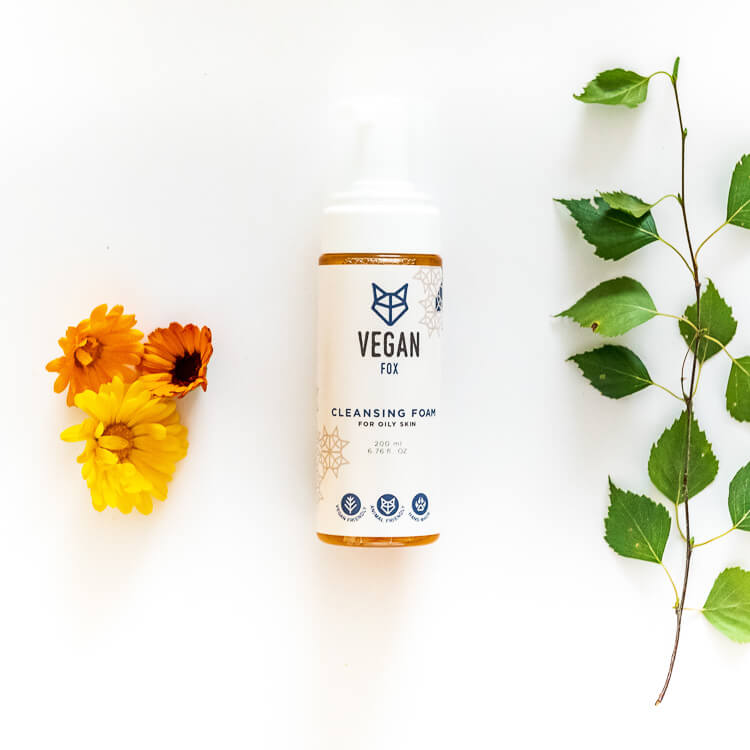 cleansing-foam-oily-skin-ingredients-vegan Cleansing foam for oily face skin calendula marigold extract salvia extract birch leaf extract vegan fox hand made
